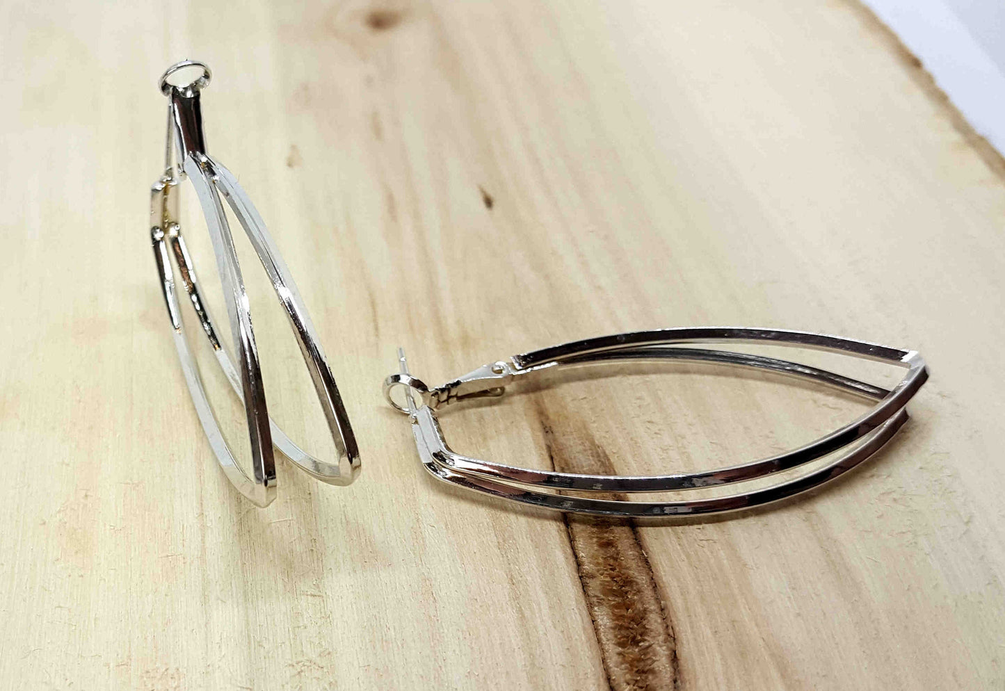 Silver Hoop in V shape