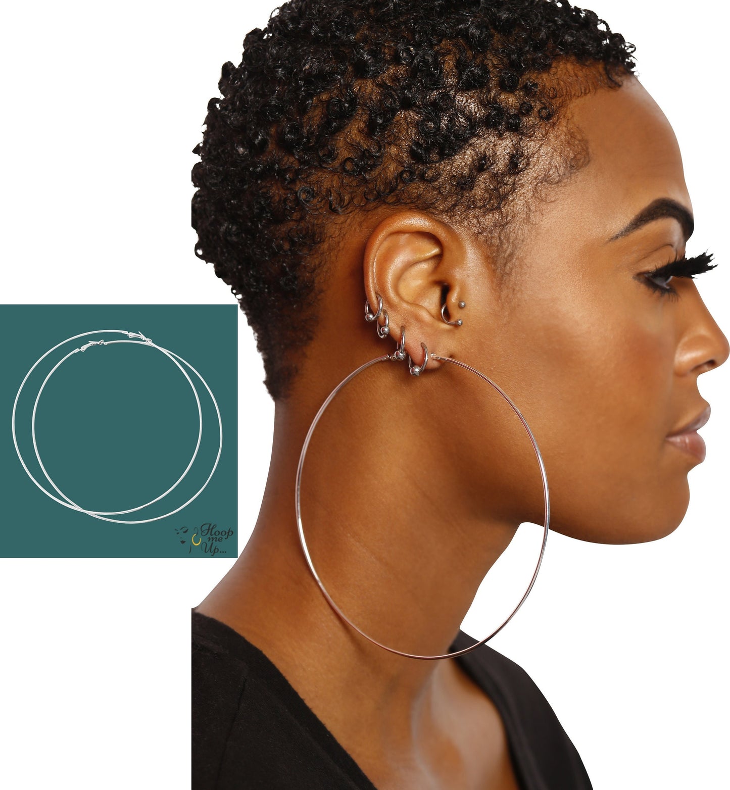 Silver 4" Stainless Steel Hoop Earrings