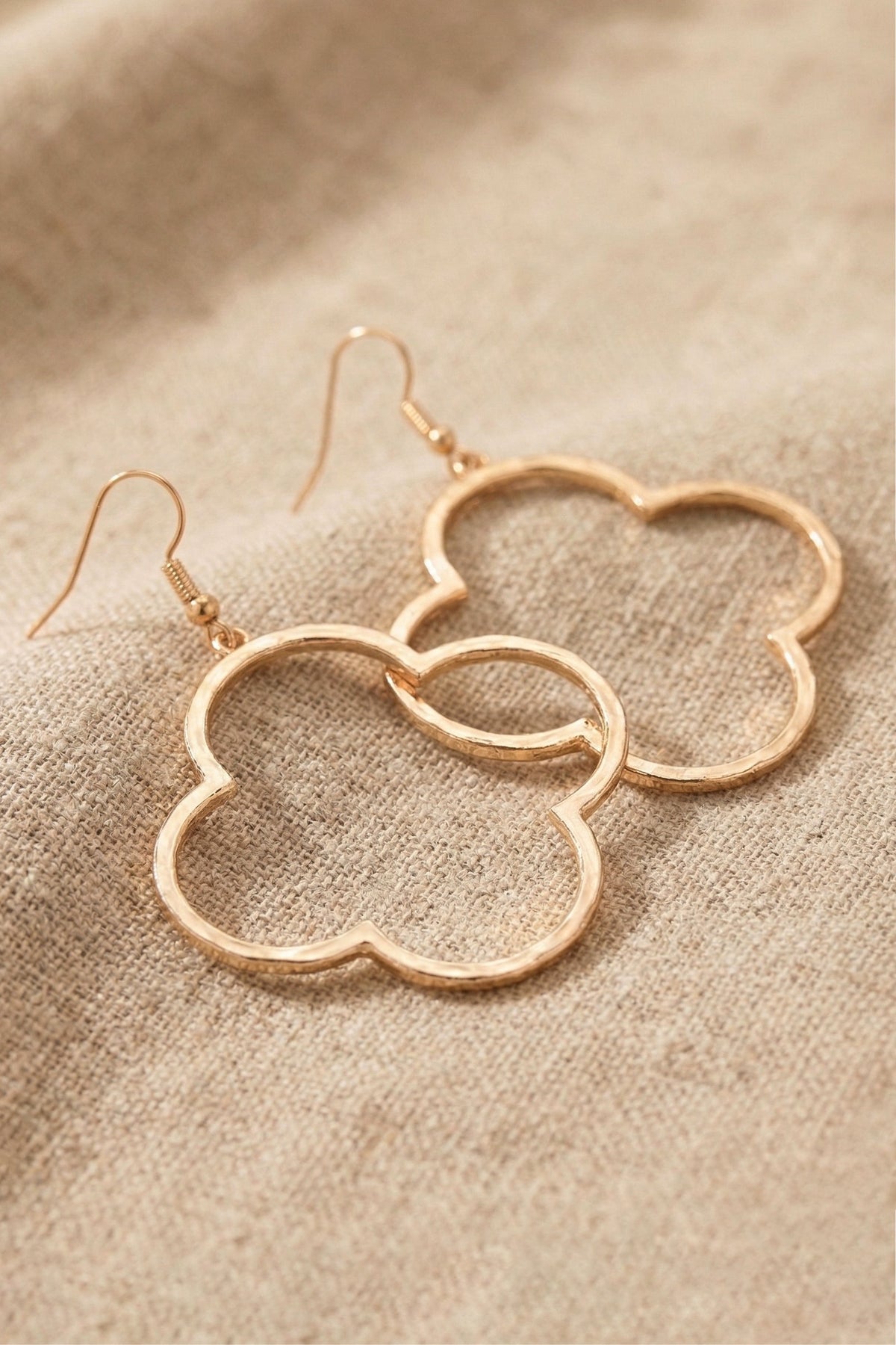 Hammered Clover Hoop Earrings