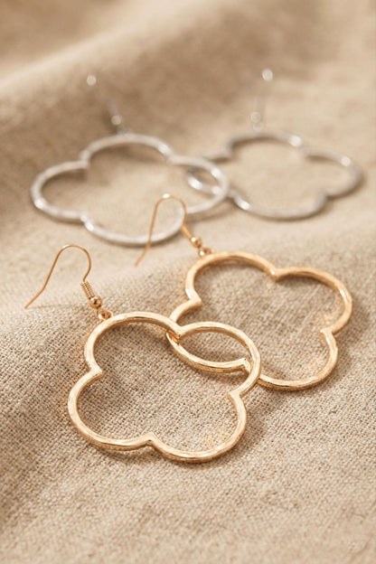 Hammered Clover Hoop Earrings