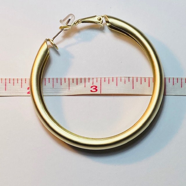 Hoop Earrings in Gold Matte Brush Finish: 2"