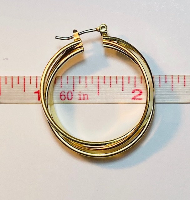 Hoops Earrings Overlapping 3 Rings. 1" Hoop