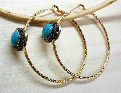 Blue Turquoise Stone Surrounded by Crystal