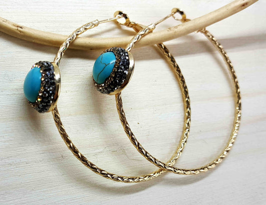 Blue Turquoise Stone Surrounded by Crystal