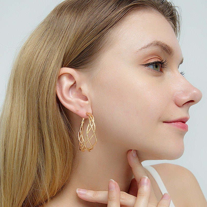 Gold Filled Braided Hoop Earrings