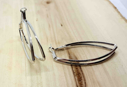 Silver Hoop in V shape