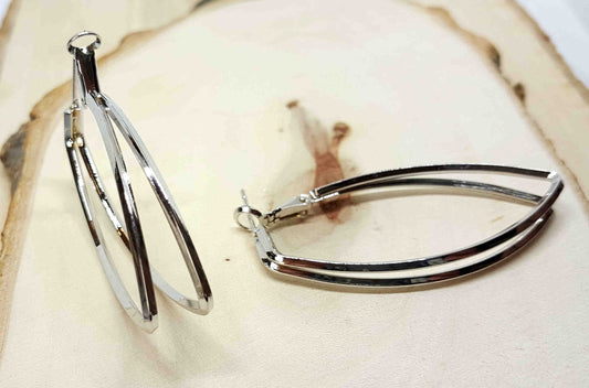 Silver Hoop in V shape