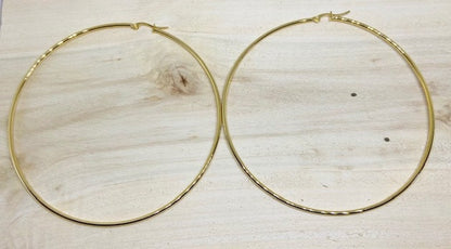 Thin Gold 2 1/4' Hoop Earrings in Stainless Steel
