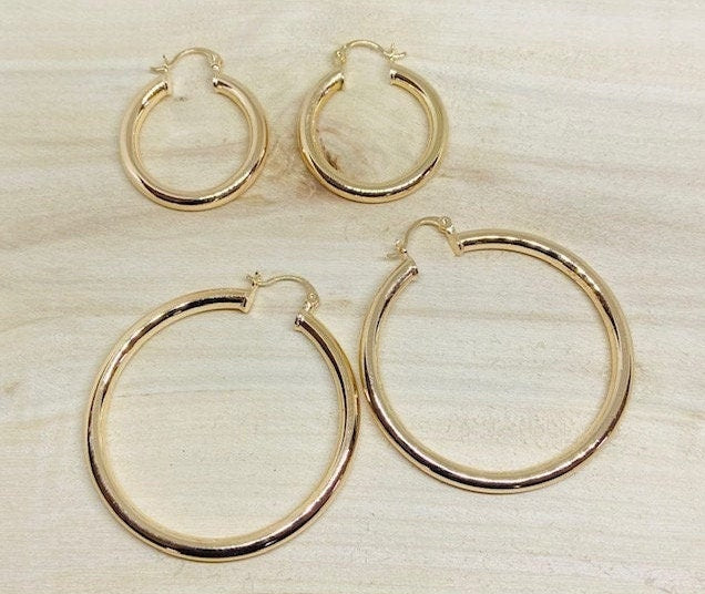 Hallow Gold Filled Available in 1" and 2" Hoop Earrings
