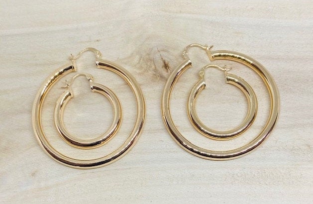 Hallow Gold Filled Available in 1" and 2" Hoop Earrings