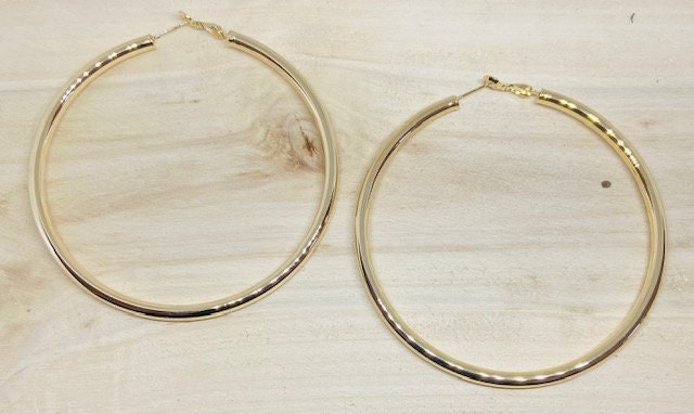 3" Large Gold Hoop Earrings