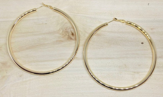 3" Large Gold Hoop Earrings