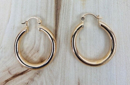 Hallow Gold Filled Available in 1" and 2" Hoop Earrings