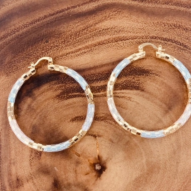 Hoop in Tri-Color Gold Filled. 2" Hoop in Gold, Silver, Rose Gold.