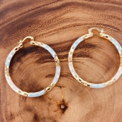 Hoop in Tri-Color Gold Filled. 2" Hoop in Gold, Silver, Rose Gold.