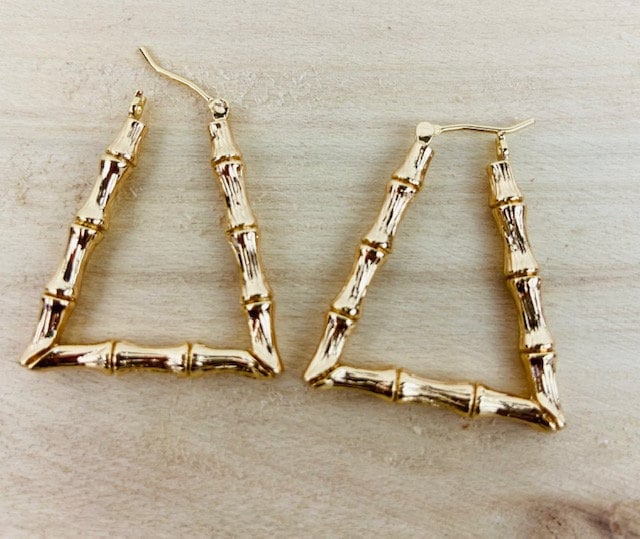 U Shaped Bamboo Hoops 14K Gold Plated. 1.25"