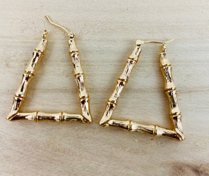 U Shaped Bamboo Hoops 14K Gold Plated. 1.25"