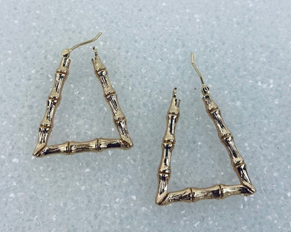 U Shaped Bamboo Hoops 14K Gold Plated. 1.25"