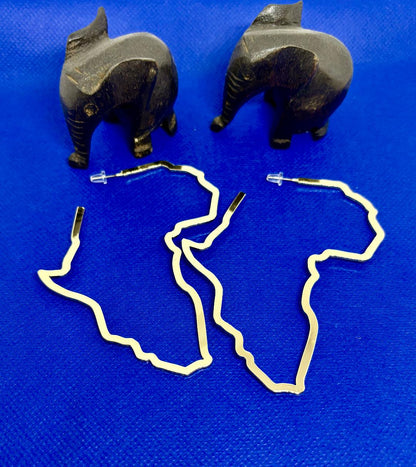 Africa Map Hoop Earrings 2"X3.5"