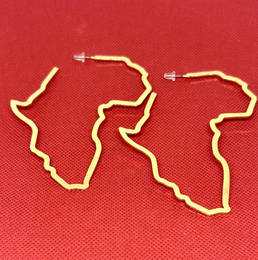 Africa Map Hoop Earrings 2"X3.5"